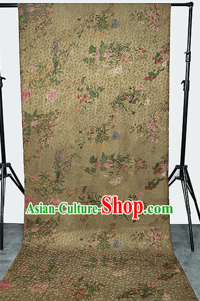 Chinese Classical Light Green Brocade Tapestry Gambiered Guangdong Gauze Traditional Qipao Dress Silk Fabric