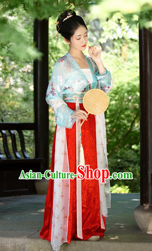 China Ancient Song Dynasty Young Beauty Historical Clothing Full Set