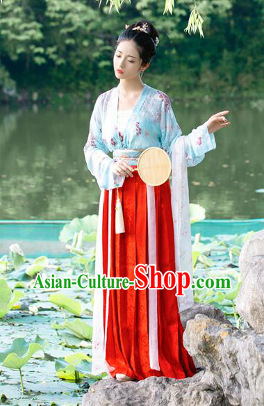 China Ancient Song Dynasty Young Beauty Historical Clothing Full Set