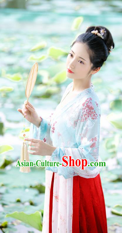 China Ancient Song Dynasty Young Beauty Historical Clothing Full Set