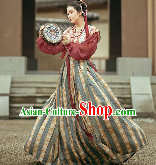 China Ancient Dance Lady Hanfu Dress Traditional Tang Dynasty Historical Clothing