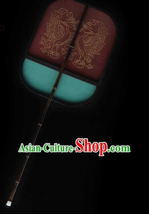 China Handmade Ebony Fans Traditional Tang Dynasty Hanfu Silk Palace Fan Ancient Court Princess Fan