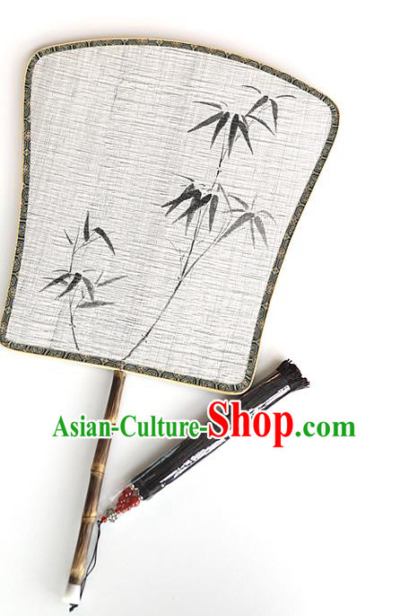 China Ink Painting Bamboo Silk Fan Handmade Fans Traditional Hanfu Palace Fan