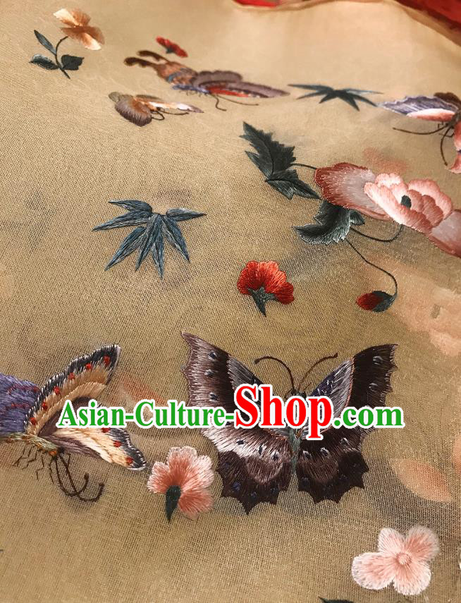 China Traditional Wedding Silk Fan Handmade Embroidered Butterfly Fan Ancient Court Hanfu Palace Fan