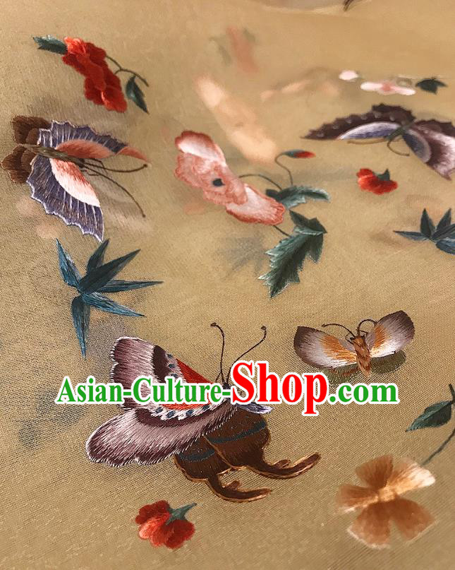 China Traditional Wedding Silk Fan Handmade Embroidered Butterfly Fan Ancient Court Hanfu Palace Fan