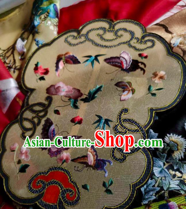 China Traditional Wedding Silk Fan Handmade Embroidered Butterfly Fan Ancient Court Hanfu Palace Fan