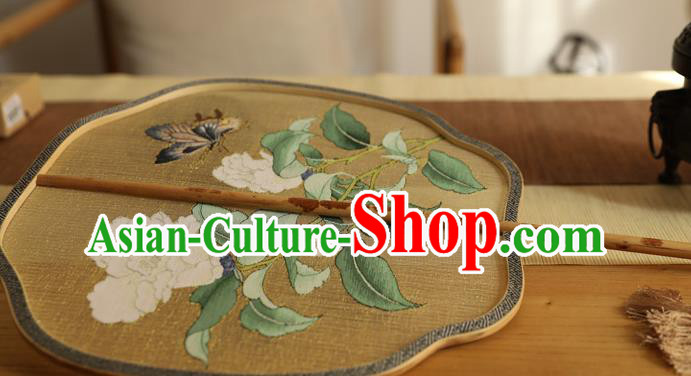 China Handmade Painting Camellia Silk Fan Ancient Princess Palace Fan Traditional Hanfu Silk Fans