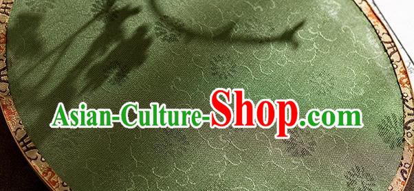 China Traditional Green Silk Palace Fan Handmade Song Dynasty Hanfu Bamboo Circular Fan