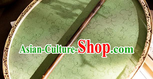 China Traditional Green Silk Palace Fan Handmade Song Dynasty Hanfu Bamboo Circular Fan
