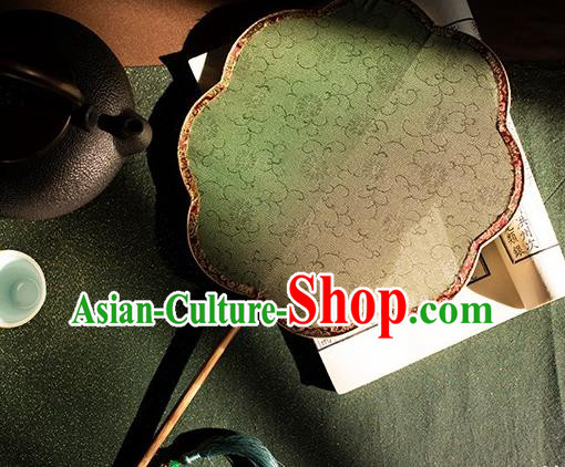 China Handmade Song Dynasty Court Fan Traditional Green Silk Palace Fan Hanfu Bamboo Fan