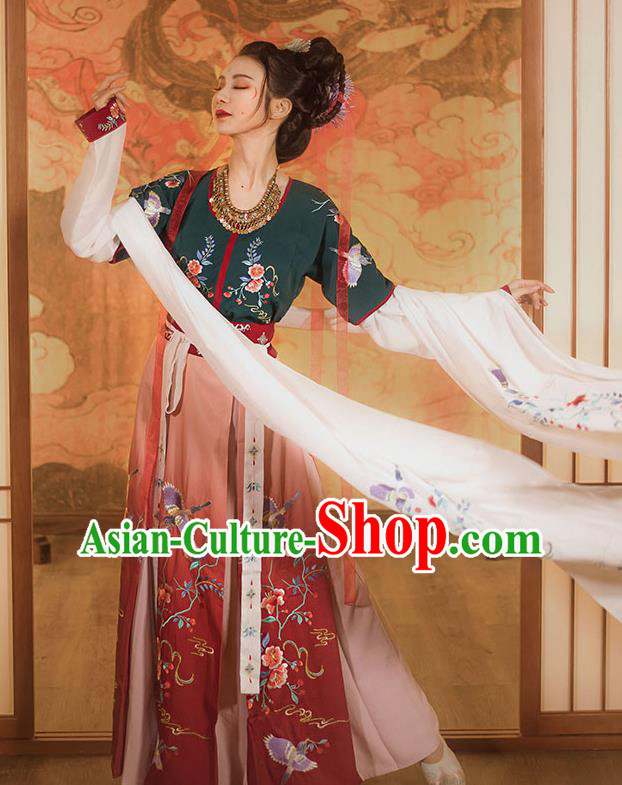 China Ancient Flying Apsaras Costumes Traditional Tang Dynasty Court Lady Hanfu Dress Classical Dance Clothing