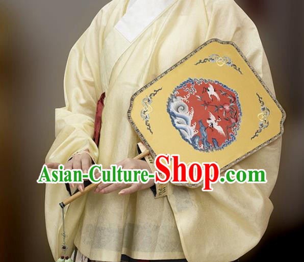 China Traditional Ming Dynasty Empress Silk Fan Embroidered Palace Fan Handmade Hanfu Fan