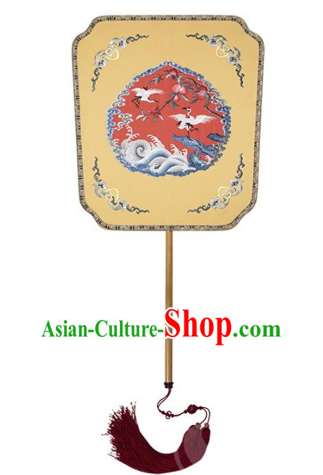 China Traditional Ming Dynasty Empress Silk Fan Embroidered Palace Fan Handmade Hanfu Fan