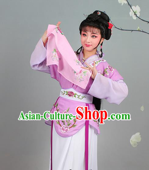 China Traditional Peking Opera Diva Garment Costumes Huangmei Opera Young Lady Violet Dress Clothing