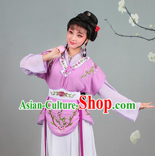 China Traditional Peking Opera Diva Garment Costumes Huangmei Opera Young Lady Violet Dress Clothing
