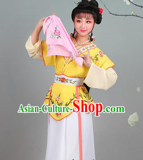 China Huangmei Opera Young Lady Yellow Dress Clothing Traditional Peking Opera Xiaodan Garment Costumes