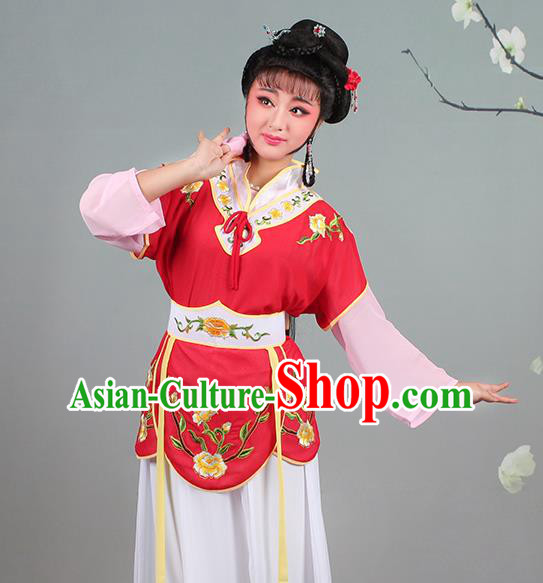 China Traditional Peking Opera Xiaodan Garment Costumes Huangmei Opera Young Lady Red Dress Clothing
