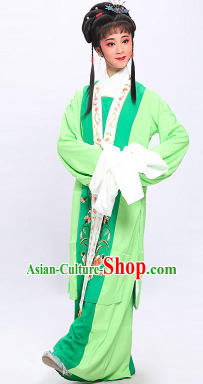 China Shaoxing Opera Village Girl Green Dress Clothing Traditional Yue Opera A Bride for a Ride Zhou Wenbin Garment Costumes