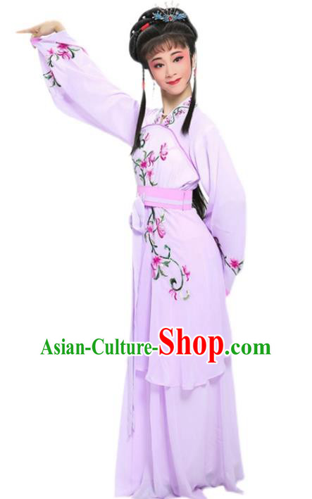 China Traditional Yue Opera Actress Garment Costumes Shaoxing Opera Palace Lady Embroidered Lilac Dress Clothing