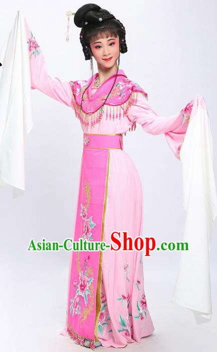 China Traditional Huangmei Opera Fairy Garment Costumes Shaoxing Opera Actress Princess Embroidered Pink Dress Clothing