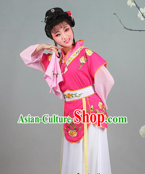 China Huangmei Opera Servant Girl Rosy Dress Clothing Traditional Peking Opera Hua Tan Garment Costumes