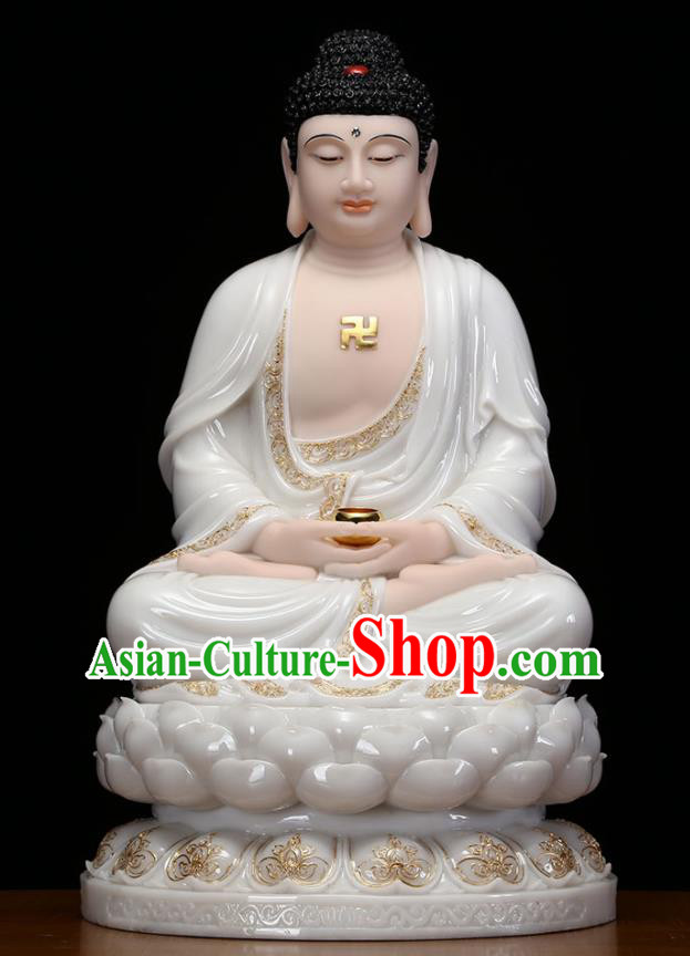 Top Chinese White Marble Shakyamuni Buddha Status Traditional Buddhism Figurine Handmade Buddha
