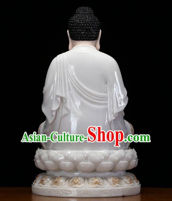 Top Chinese Ceramic Shakyamuni Buddha Status Traditional Buddhism Figurine Handmade Porcelain Buddha