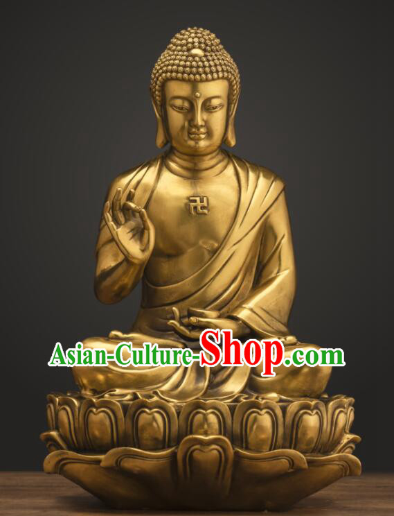 Top Chinese Handmade Brass Buddha Copper Shakyamuni Buddha Status Traditional Buddhism Figurine