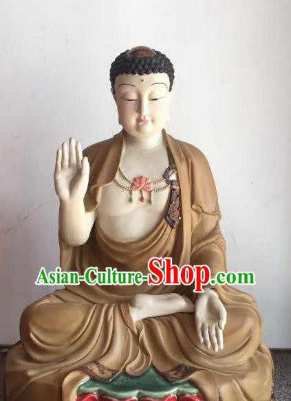 Top Chinese Shi Wan Buddha Handmade Ceramic Shakyamuni Buddha Status Traditional Porcelain Buddhism Figurine