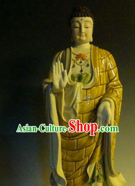 Top Chinese Traditional Porcelain Buddhism Figurine Shi Wan Buddha Status Handmade Ceramic Shakyamuni Buddha