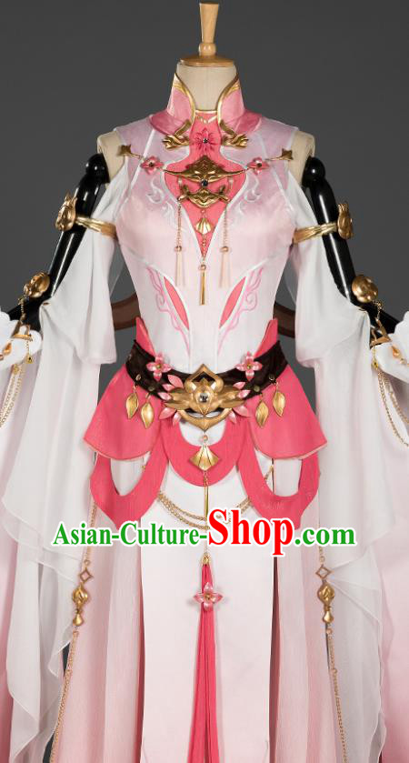 China Cosplay Fairy Pink Dress Ancient Princess Garment Costumes Game Jian Xia Qing Yuan Xiu Niang Clothing