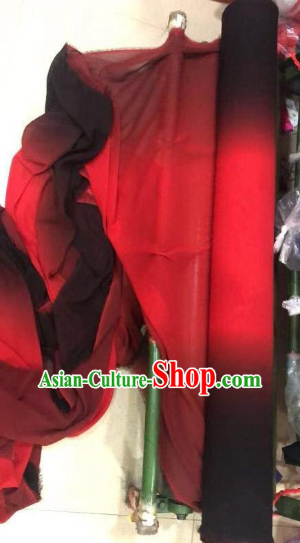 China Traditional Costumes Fabric Gradient Red and Black Chiffon Fabrics Dance Dress Cloth