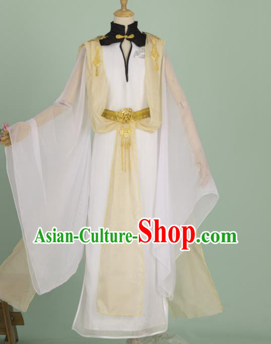 China Ancient Young Childe Clothing Cosplay Prince Garment Costumes Traditional Hanfu White Apparels