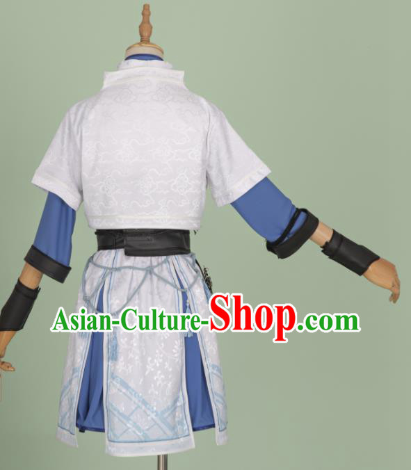 China Traditional Hanfu White Apparels Ancient Female Knight Clothing Cosplay Swordswoman Garment Costumes