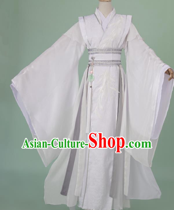 China Cosplay Noble Childe Garment Costumes Traditional Xian Xia Hanfu White Apparels Ancient Swordsman Clothing