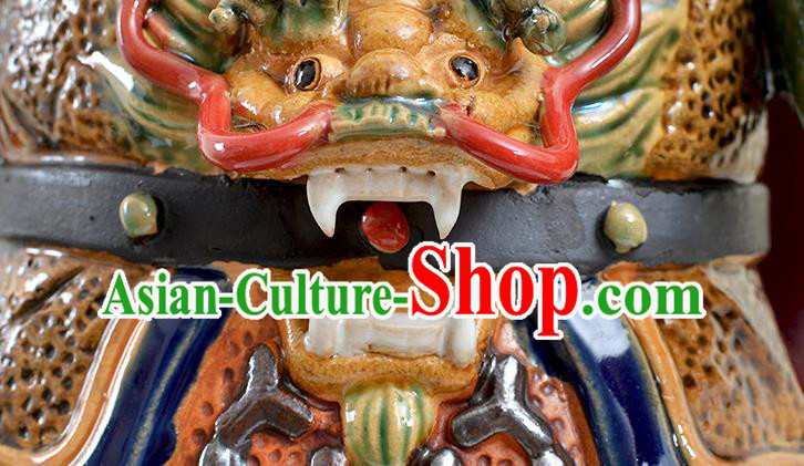 Chinese Guan Yu Status Handmade Ceramic Arts Guan Gong Sculptures Shi Wan Figurine
