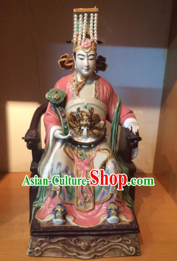 Handmade Goddess Ma Zu Statue Heaven Queen Ceramics Statue Craft Shi Wan Figurine