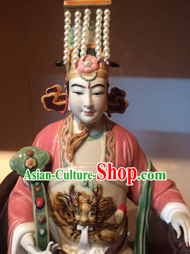 Handmade Goddess Ma Zu Statue Heaven Queen Ceramics Statue Craft Shi Wan Figurine