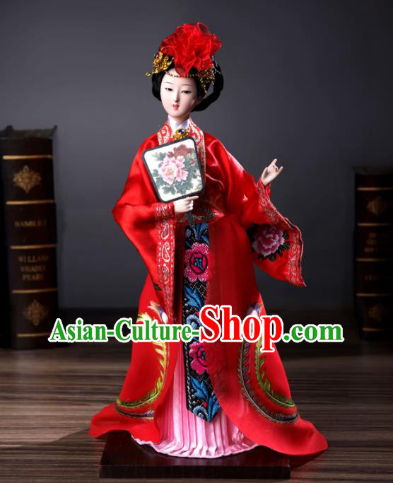 Handmade Red Traditional China Beijing Silk Figurine - Empress Yang Yuhuan