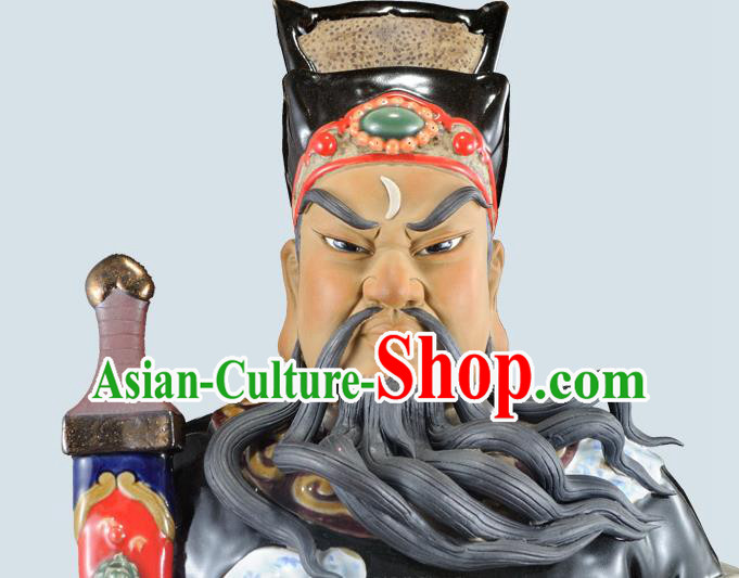 Chinese Shi Wan Figurine Clay Bao Zheng Statue Handmade Ceramic Bao Qing Tian Judge Bao Statue