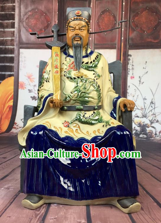Chinese Traditional Shi Wan Figurine Clay Bao Zheng Statue Handmade Ceramic Bao Qing Tian Judge Bao Statue