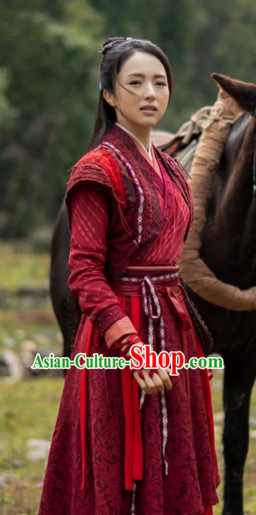 Chinese Ancient Swordswoman Garment Costumes Traditional Martial Arts Red Dress Apparels Wuxia Drama The Legend of Fei Duan Jiuniang Clothing