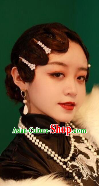 Handmade Classical Headdress Traditional Qipao Dress Wigs China Cheongsam Headpieces Set