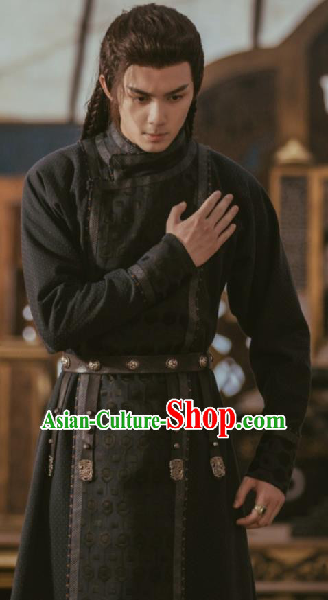 Chinese Traditional Young Here Black Apparels Drama The Long Ballad Ashile Sun Clothing Ancient Swordsman Garment Costumes