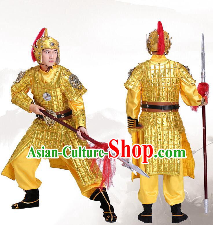 China Ancient General Golden Armor and Helmet Complete Set