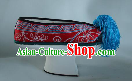 China Traditional Court Saucers Shoes Ancient Empress Embroidered Shoes Qing Dynasty Princess Red Satin Shoes
