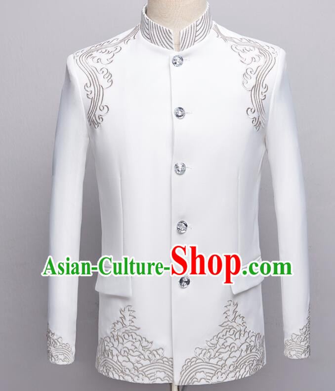 Chinese Wedding Suits Traditional Tang Zhuang Embroidered Costumes Groom Black Clothing