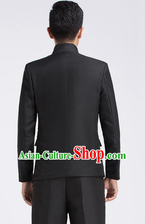 Chinese Traditional Wedding Suits Tang Zhuang Zhongshan Costumes Groom Black Clothing