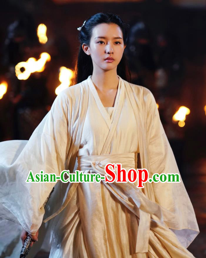 China Ancient Fairy White Dress Garment Romance Drama The Blessed Girl Li Sha Costumes Traditional Young Lady Clothing