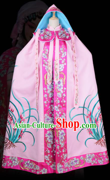 China Peking Opera Actress Mantle Garment Traditional Opera Bi Yu Zan Embroidered Pink Cape Clothing Beijing Opera Diva Costume